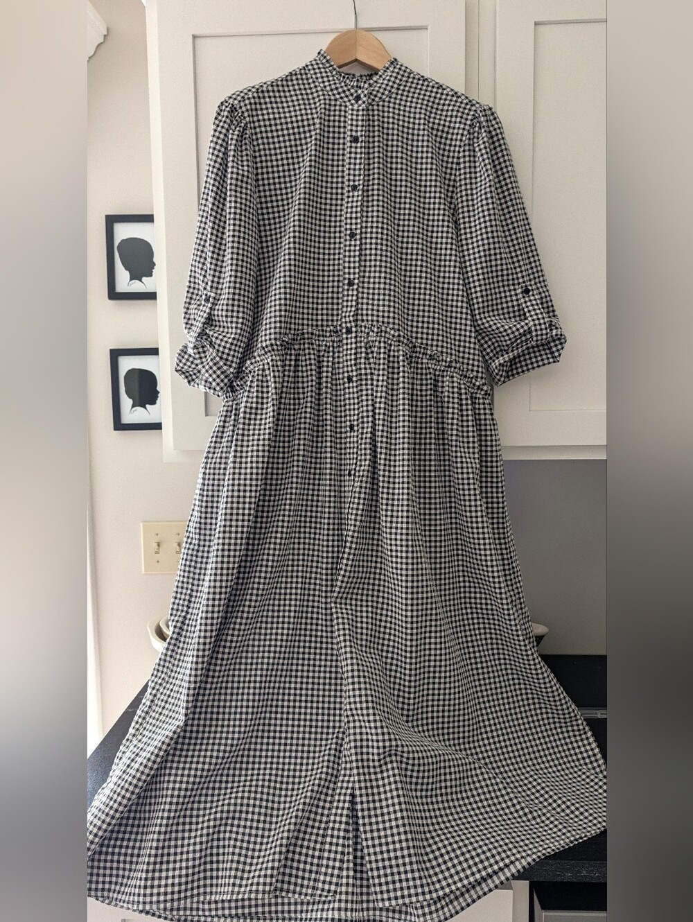 Taylor Tillman Liza Multi Gingham Ruffle Midi Shirt Dress S